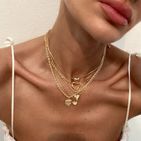 Thumbnail for Minimalist 5pcs Relief Hollow Heart Pendant Rope Saturn Chain Necklace Set - ArtGalleryZen