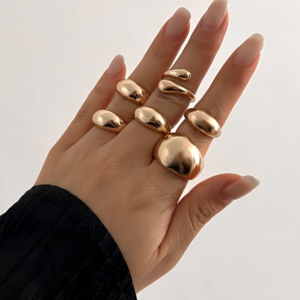 Minimalist 6pcs Gold Silver Plated Stackable Open Ring Set - ArtGalleryZen