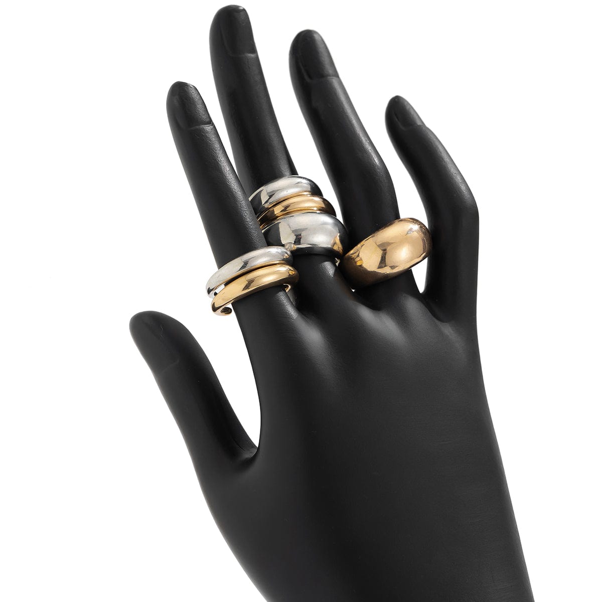 Minimalist 6pcs Gold Silver Tone Glossy Ring Set - ArtGalleryZen