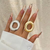 Thumbnail for Minimalist Chunky Gold Silver Tone O Shaped Ring - ArtGalleryZen