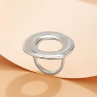 Thumbnail for Minimalist Chunky Gold Silver Tone O Shaped Ring - ArtGalleryZen