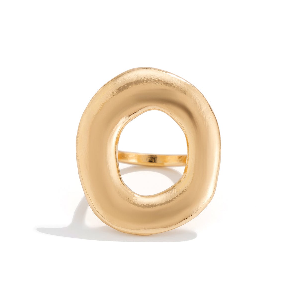 Minimalist Chunky Gold Silver Tone O Shaped Ring - ArtGalleryZen