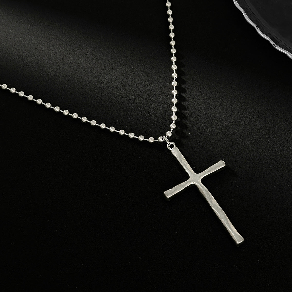 Minimalist Cross Pendant Long Ball Chain Necklace - ArtGalleryZen