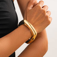 Thumbnail for Minimalist Gold Plated Square Bangle Bracelet - ArtGalleryZen