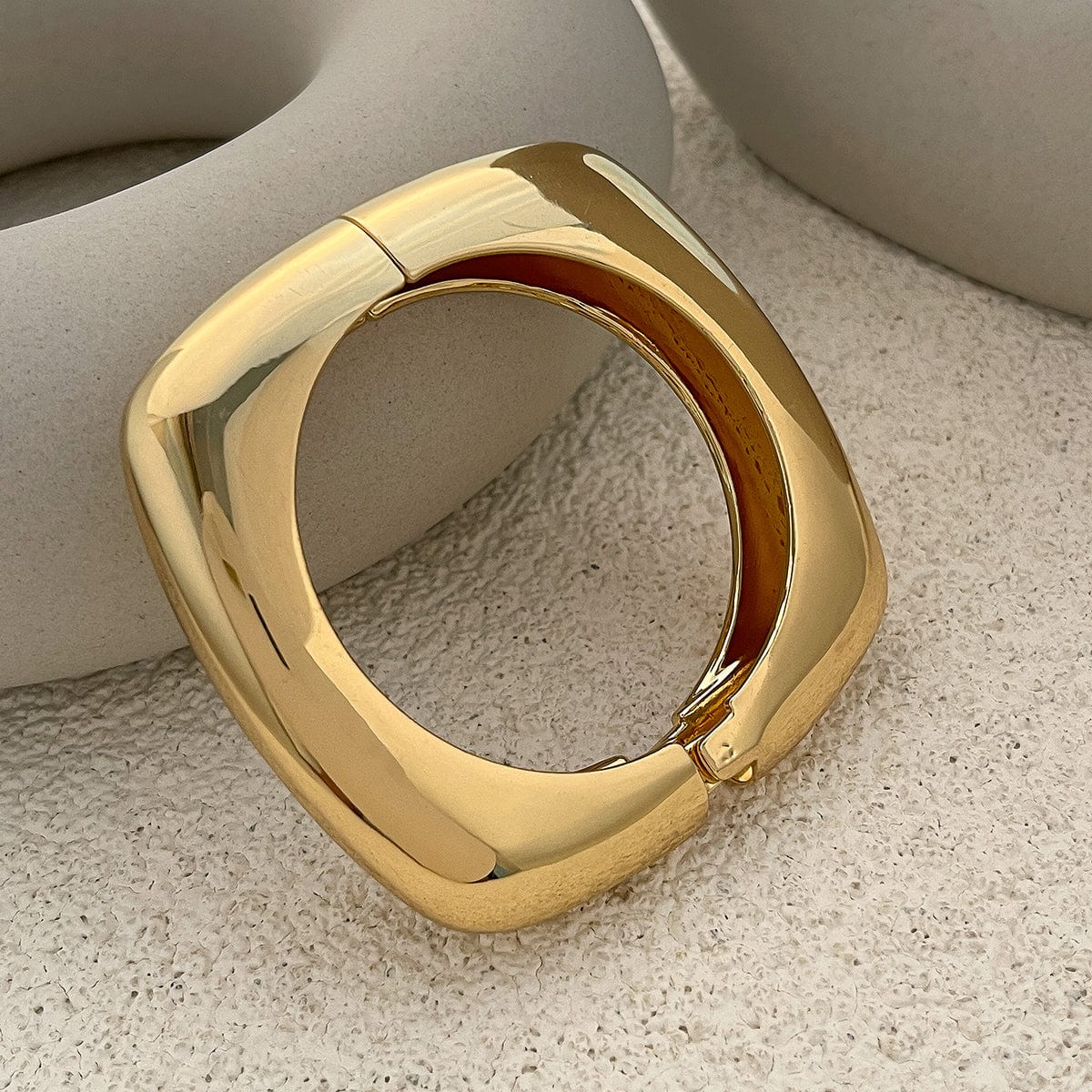 Minimalist Gold Plated Square Bangle Bracelet - ArtGalleryZen