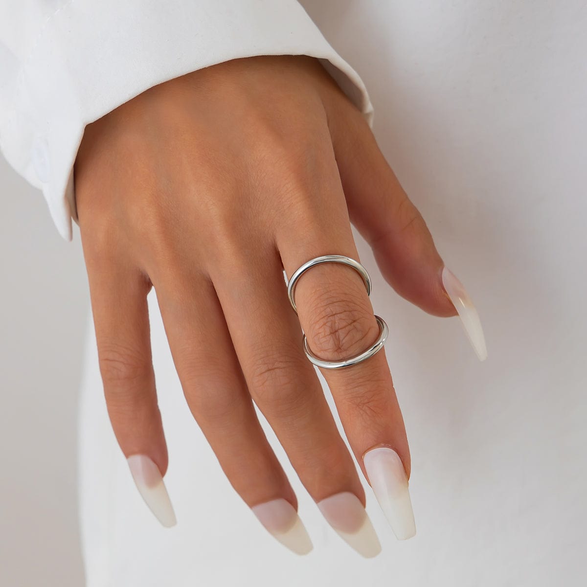 Minimalist Gold Silver Plated Duo Circle Ring - ArtGalleryZen