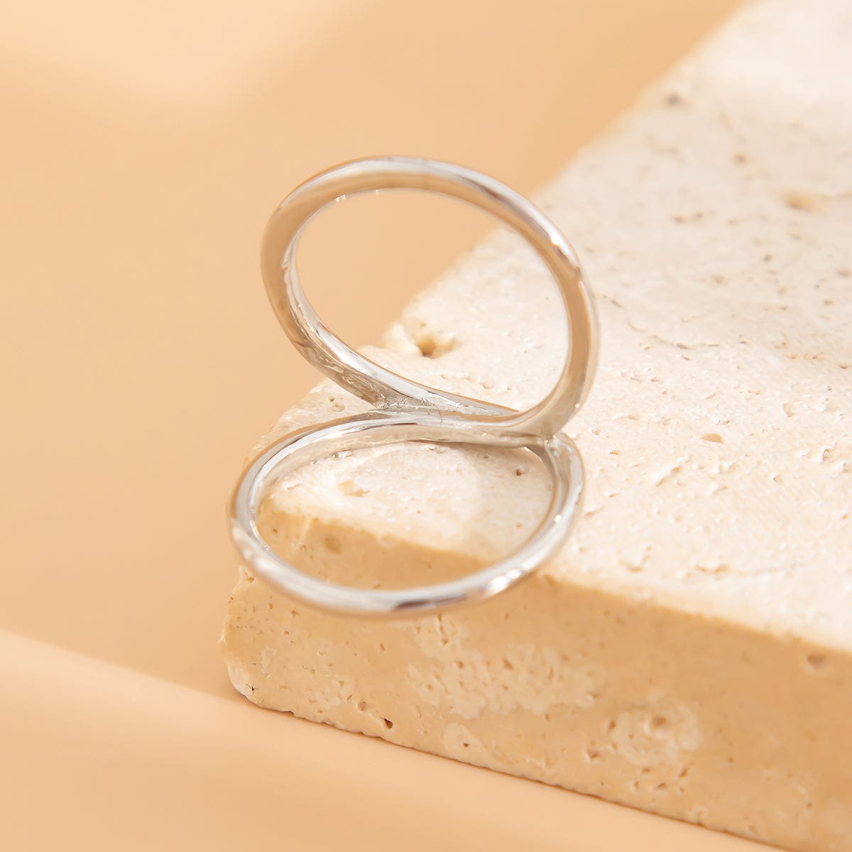 Minimalist Gold Silver Plated Duo Circle Ring - ArtGalleryZen