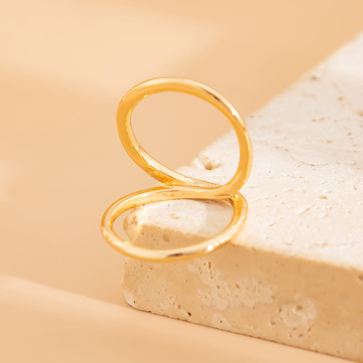 Minimalist Gold Silver Plated Duo Circle Ring - ArtGalleryZen
