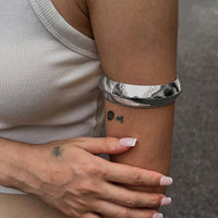 Thumbnail for Minimalist Gold Silver Plated Glossy Arm Cuff - ArtGalleryZen