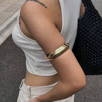 Thumbnail for Minimalist Gold Silver Plated Glossy Arm Cuff - ArtGalleryZen