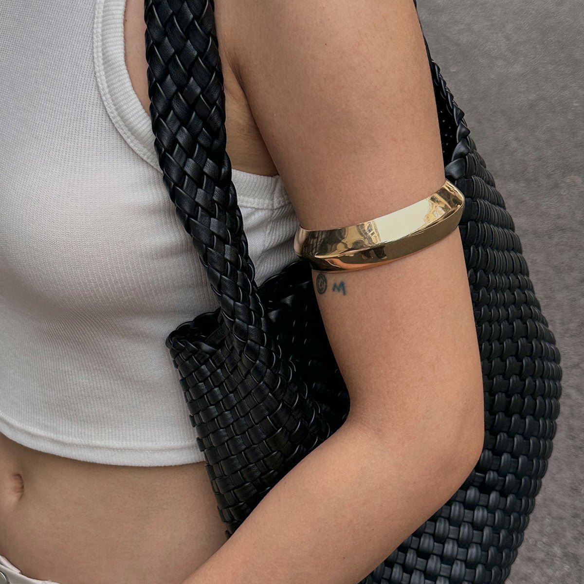 Minimalist Gold Silver Plated Glossy Arm Cuff - ArtGalleryZen