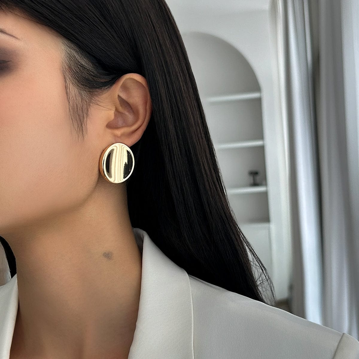 Minimalist Gold Silver Plated Glossy Mirror Earrings - ArtGalleryZen