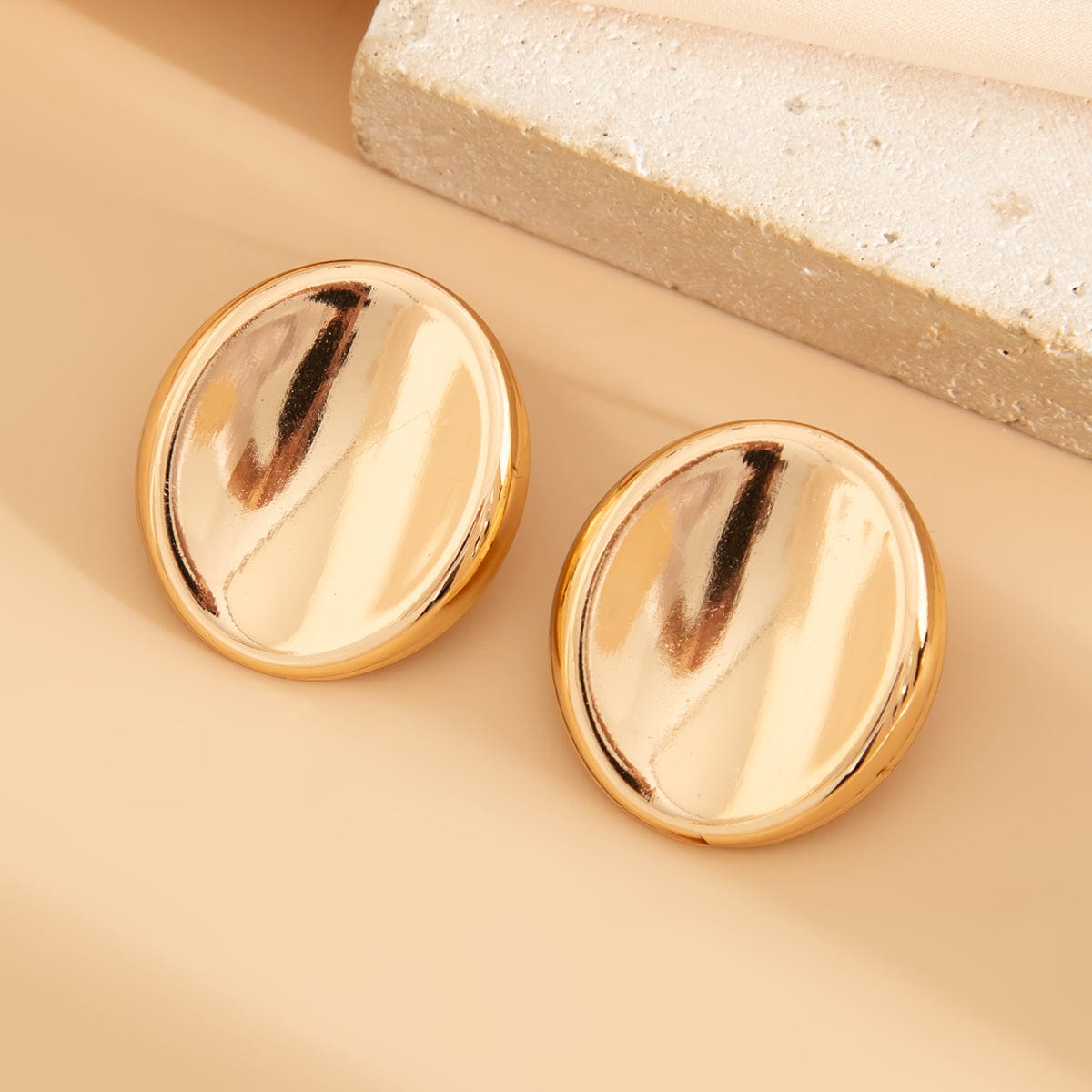 Minimalist Gold Silver Plated Glossy Mirror Earrings - ArtGalleryZen