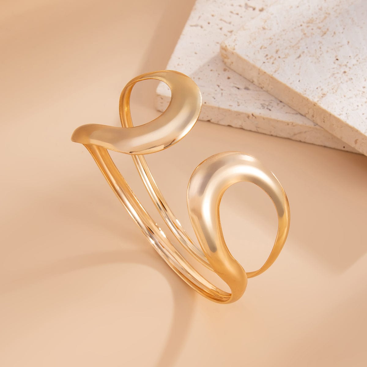 Minimalist Gold Silver Plated Hollow Arm Cuff - ArtGalleryZen