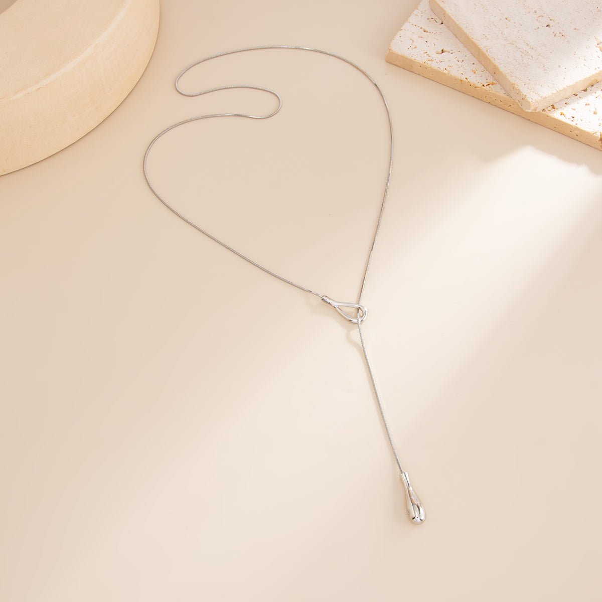 Minimalist Gold Silver Plated Waterdrop Charm Y Necklace - ArtGalleryZen