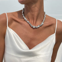 Thumbnail for Minimalist Irregular Gold Silver Tone Lava Necklace Bracelet - ArtGalleryZen