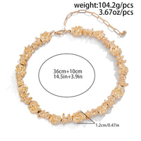 Thumbnail for Minimalist Irregular Gold Silver Tone Lava Necklace Bracelet - ArtGalleryZen