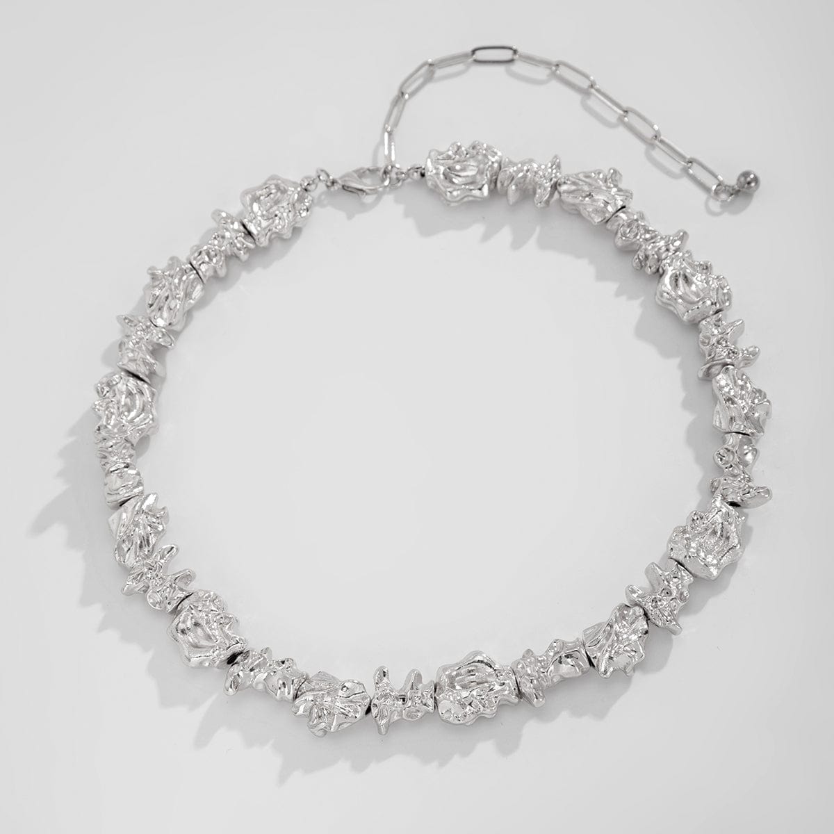 Minimalist Irregular Gold Silver Tone Lava Necklace Bracelet - ArtGalleryZen