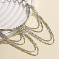 Thumbnail for Minimalist Layered Curb Chain Tassel Arm Cuff - ArtGalleryZen