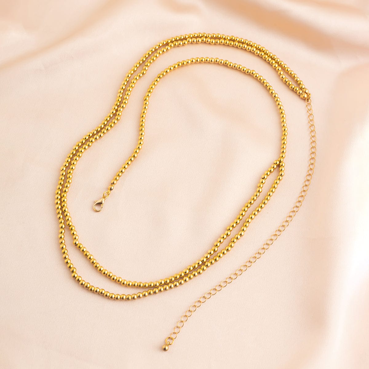 Minimalist Layered Gold Silver Plated Beaded Waist Chain - ArtGalleryZen