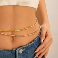 Thumbnail for Minimalist Layered Gold Silver Plated Beaded Waist Chain - ArtGalleryZen