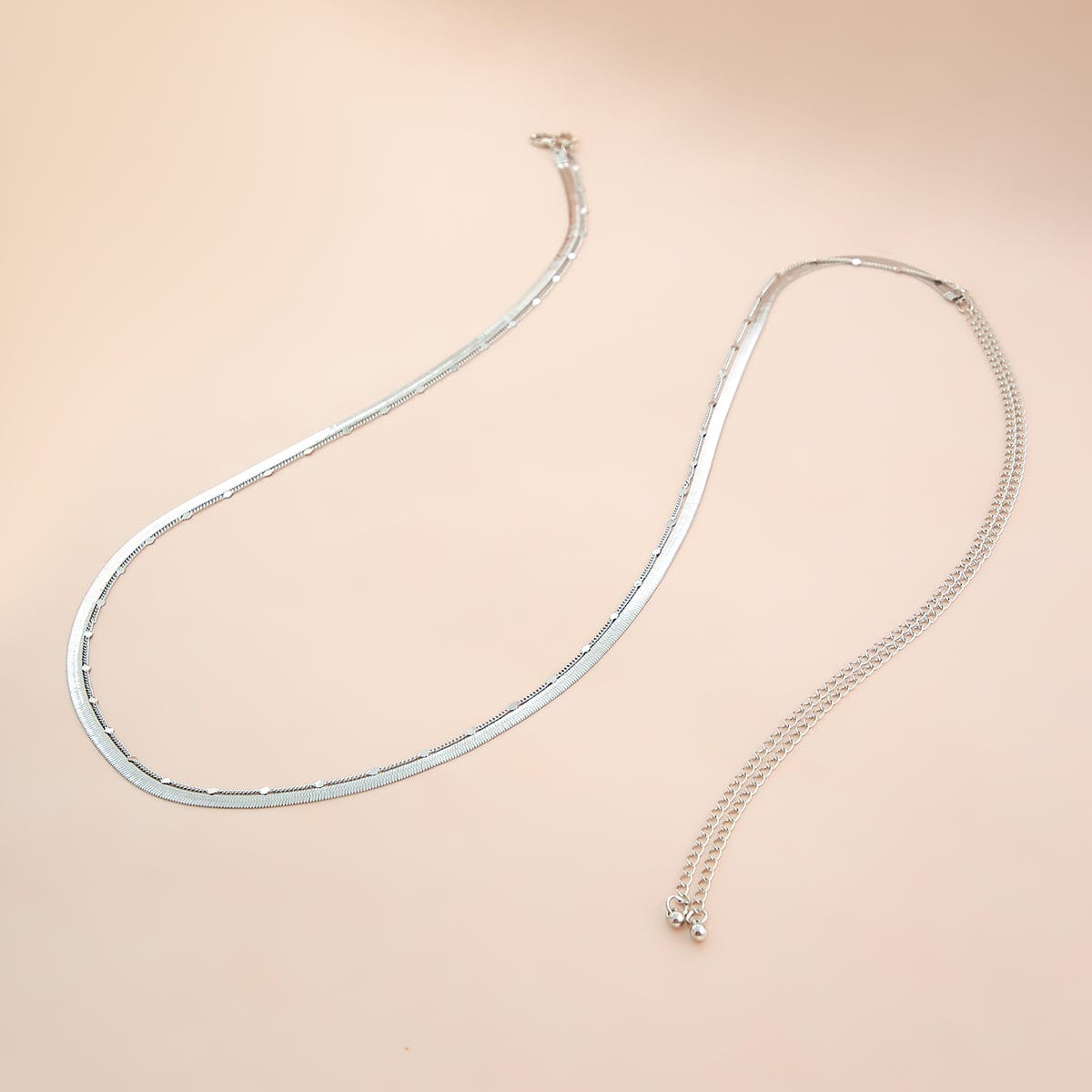 Minimalist Layered  Herringbone Saturn Belly Chain Set - ArtGalleryZen
