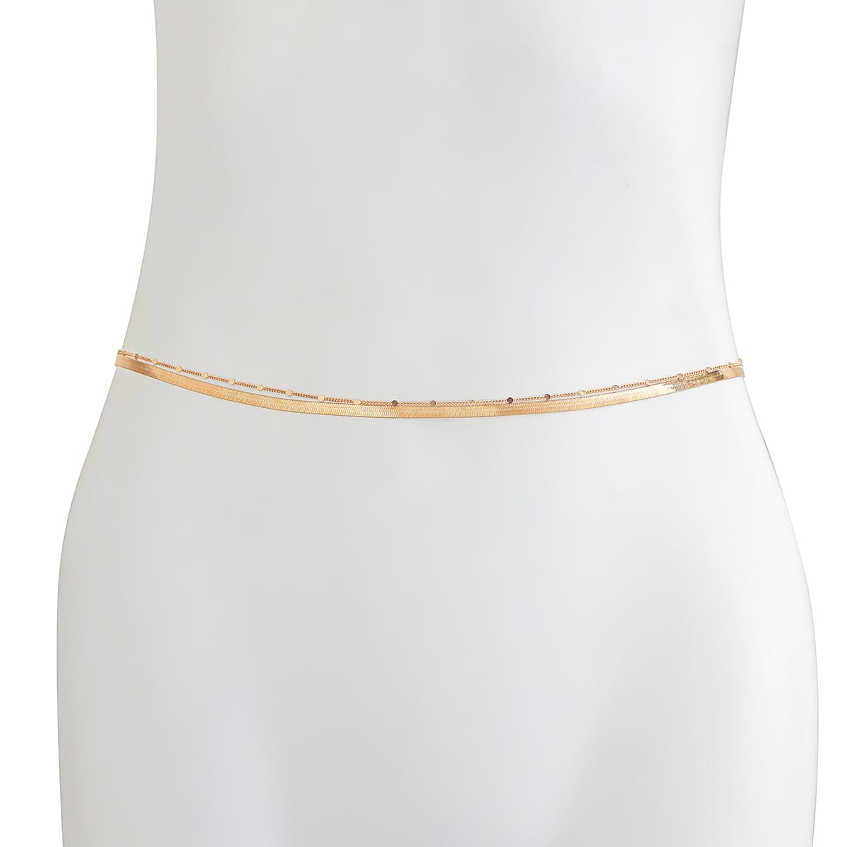 Minimalist Layered  Herringbone Saturn Belly Chain Set - ArtGalleryZen