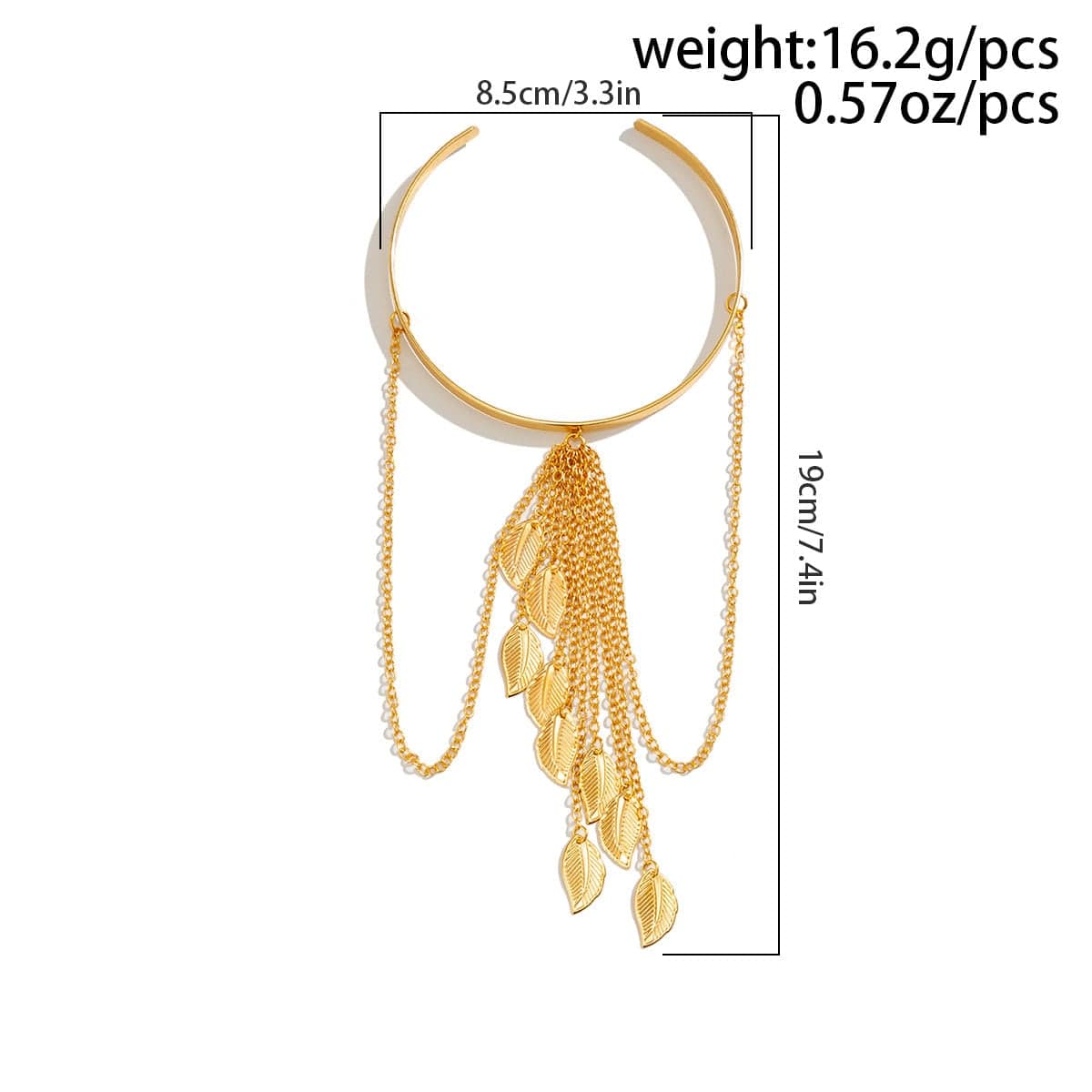 Minimalist Layered Leaf Tassel Arm Cuff - ArtGalleryZen