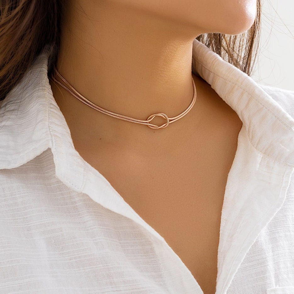 Minimalist Layered Snake Chain Choker Necklace - ArtGalleryZen