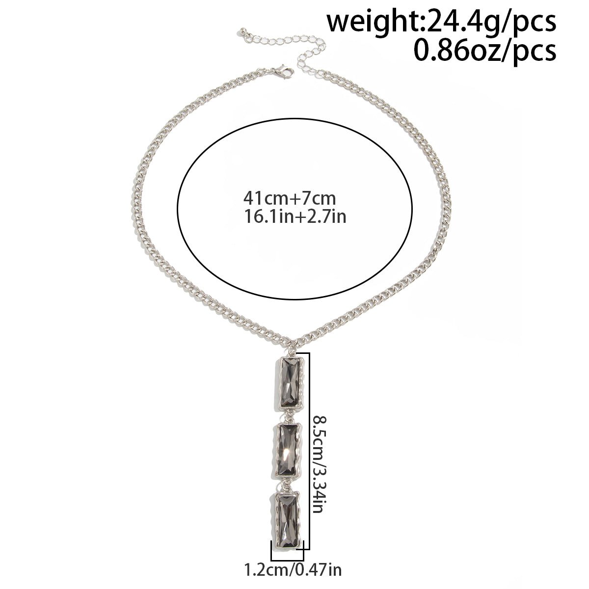 Minimalist Rhinestone Charm Curb Chain Y Necklace - ArtGalleryZen