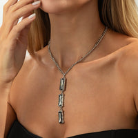 Thumbnail for Minimalist Rhinestone Charm Curb Chain Y Necklace - ArtGalleryZen