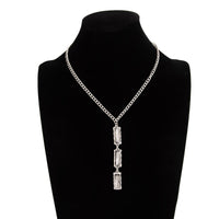 Thumbnail for Minimalist Rhinestone Charm Curb Chain Y Necklace - ArtGalleryZen