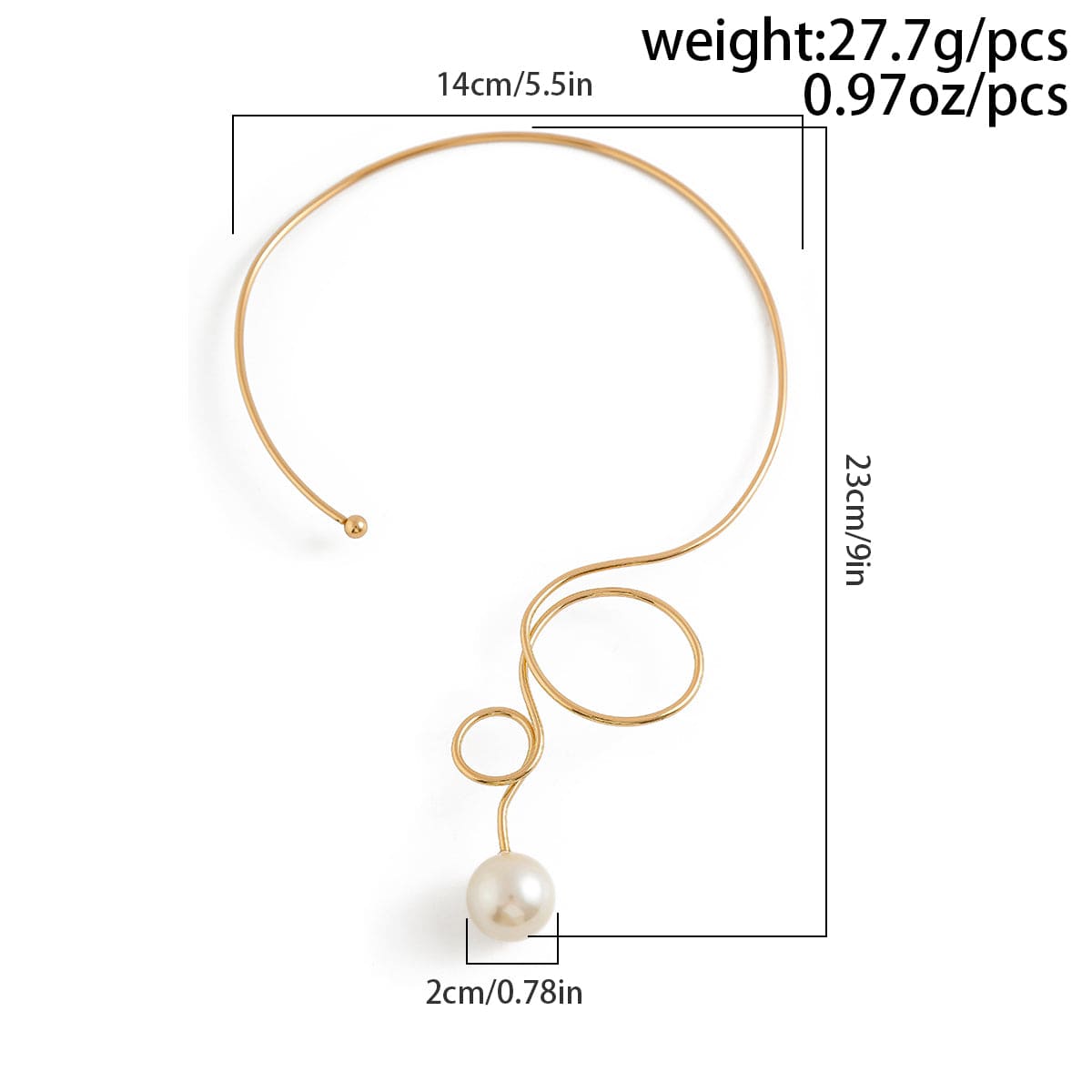 Minimalist Spiral Pearl Pendant Open Collar Necklace - ArtGalleryZen