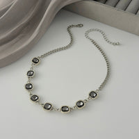 Thumbnail for Minimalist Square Rhinestone Choker Necklace Bracelet - ArtGalleryZen