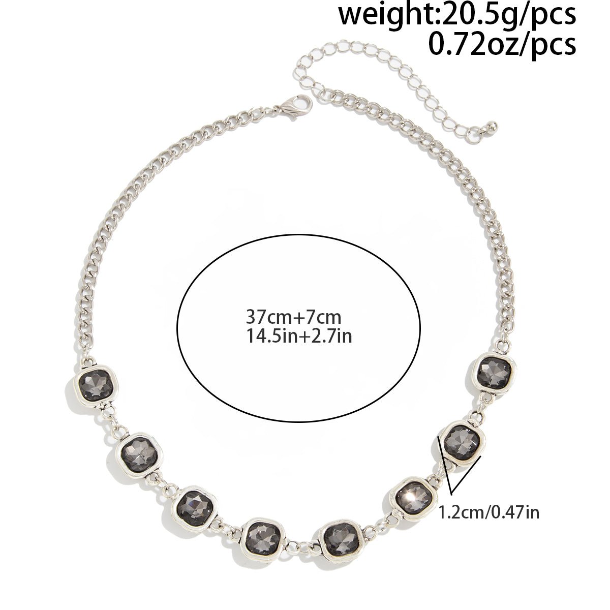 Minimalist Square Rhinestone Choker Necklace Bracelet - ArtGalleryZen