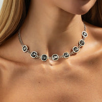 Thumbnail for Minimalist Square Rhinestone Choker Necklace Bracelet - ArtGalleryZen