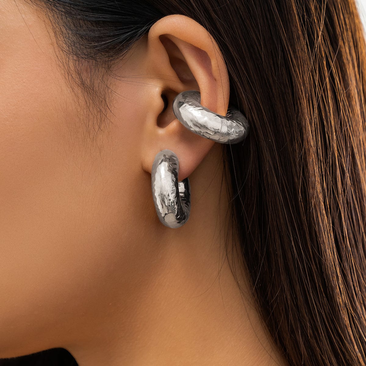 Minimalist Textured C Shaped Ear Cuff Earrings - ArtGalleryZen