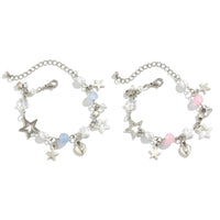 Thumbnail for Newly 2 Pcs Heart Star Tassel Crystal Pearl Chain Bracelet Set - ArtGalleryZen
