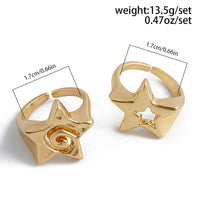 Thumbnail for Newly 2Pcs Hollow Star Spiral Open Ring Set - ArtGalleryZen