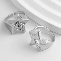 Thumbnail for Newly 2Pcs Hollow Star Spiral Open Ring Set - ArtGalleryZen