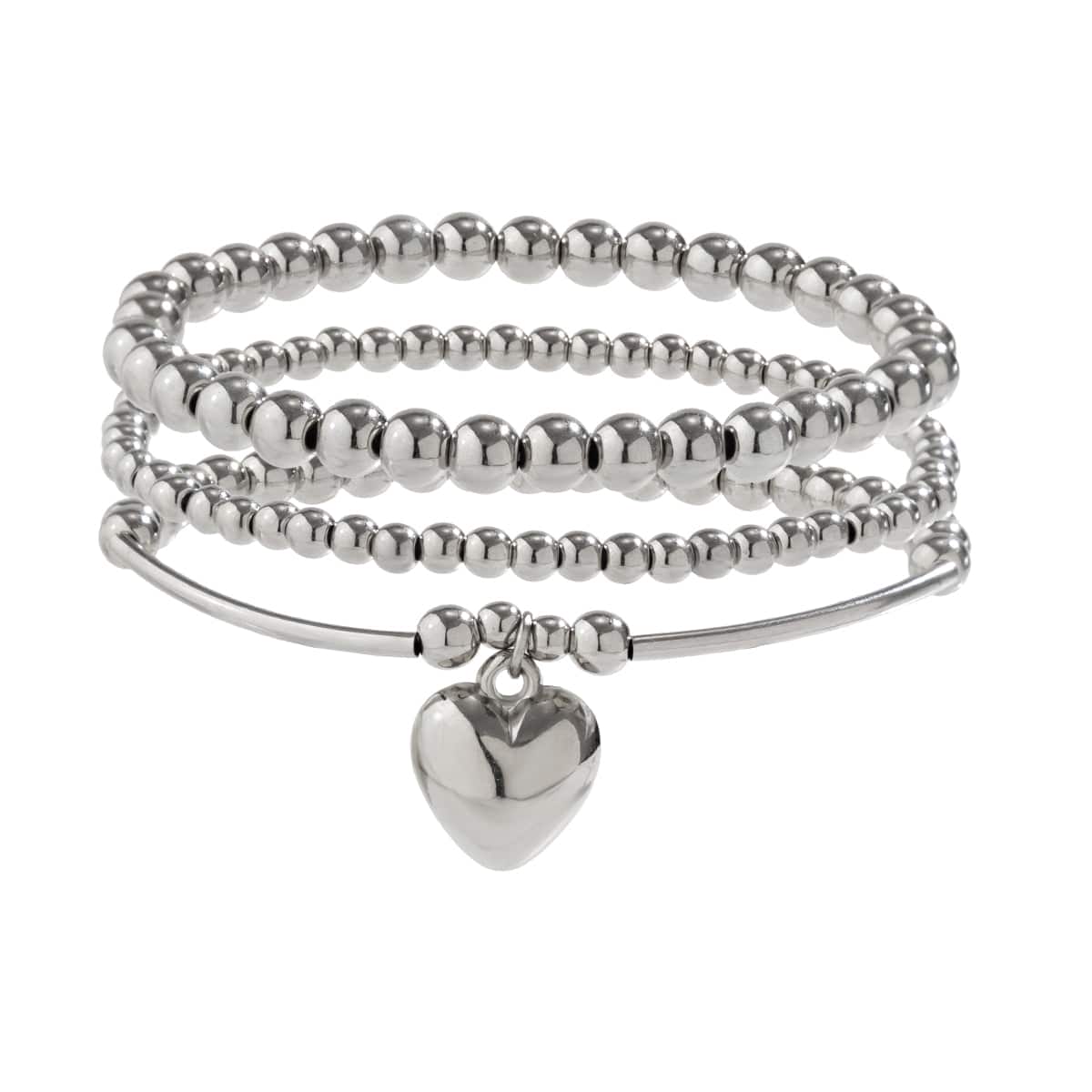Newly 3pcs Silver Plated Heart Pendant Ball Chain Bracelet Set - ArtGalleryZen