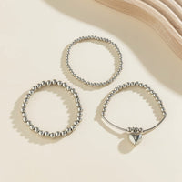 Thumbnail for Newly 3pcs Silver Plated Heart Pendant Ball Chain Bracelet Set - ArtGalleryZen