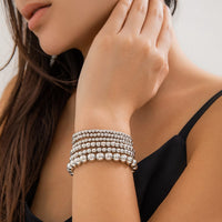 Thumbnail for Newly 6pcs Gold Silver Plated Ball Chain Bracelet Set - ArtGalleryZen