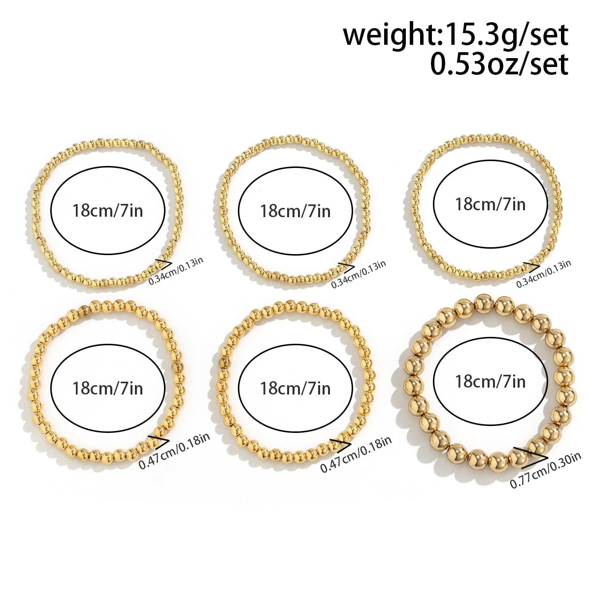 Newly 6pcs Gold Silver Plated Ball Chain Bracelet Set - ArtGalleryZen
