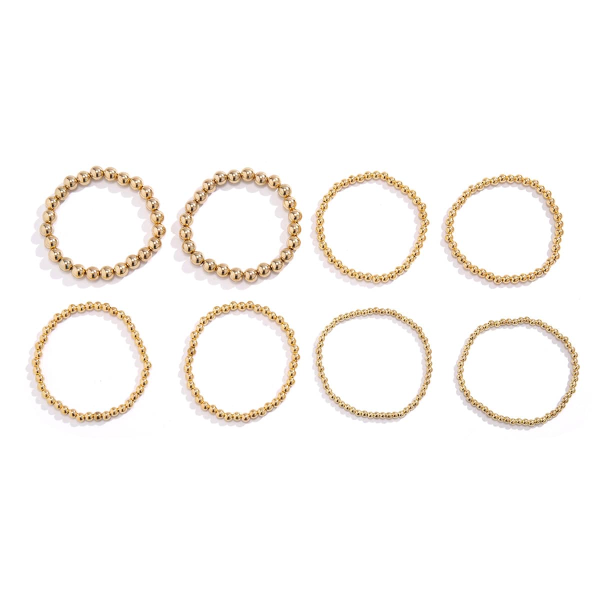 Newly 8pcs Gold Silver Plated Ball Chain Bracelet Set - ArtGalleryZen