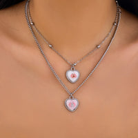 Thumbnail for Newly Double Layered Rabbit Pattern Heart Pendant Ball Chain Necklace Set - ArtGalleryZen