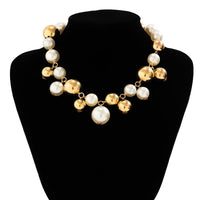 Thumbnail for Newly Gold Silver Plated Chunky Pearl Chain Choker Necklace - ArtGalleryZen