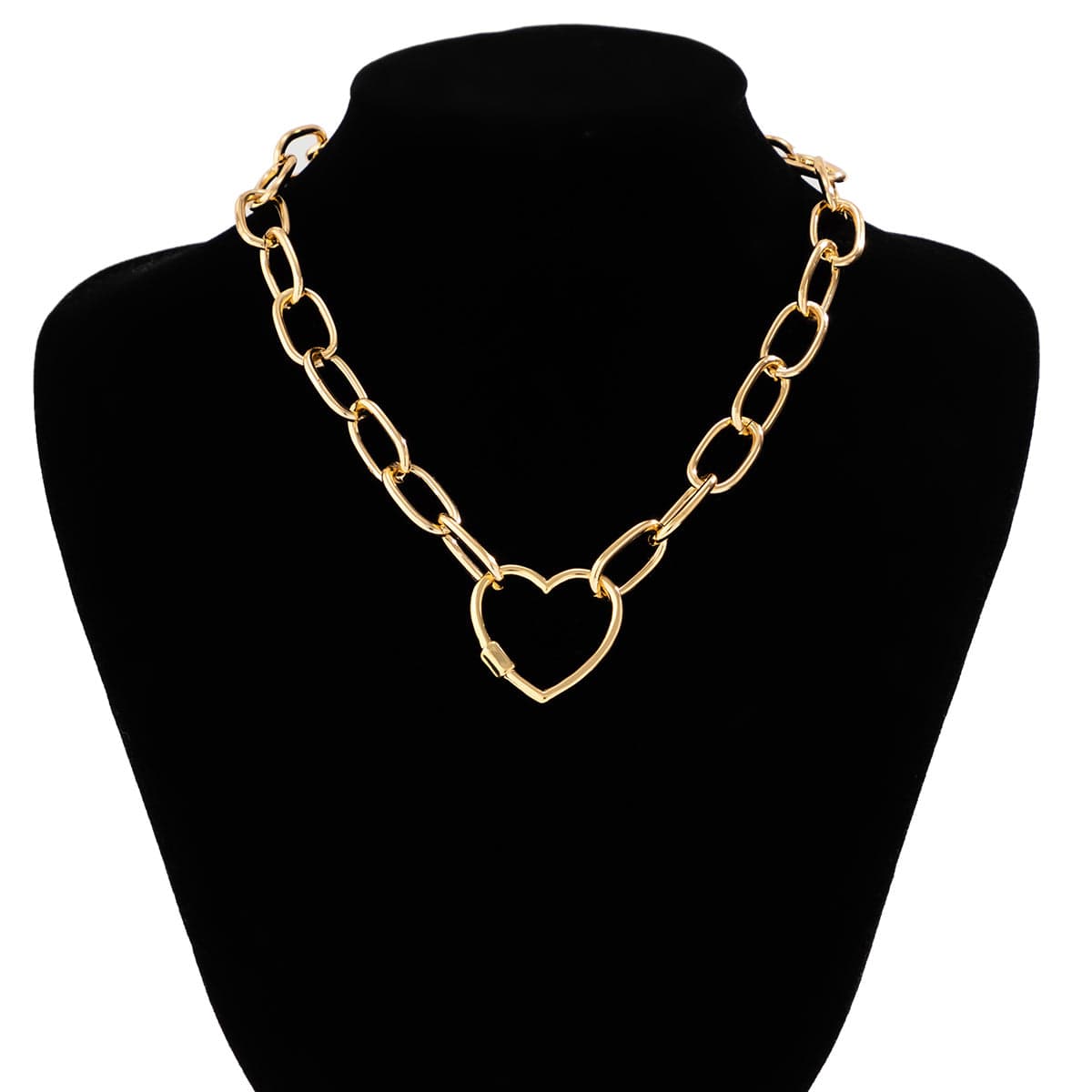 Newly Hollow Heart Pendant Cable Chain Necklace Bracelet Set - ArtGalleryZen