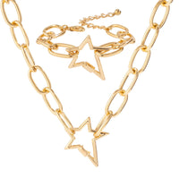 Thumbnail for Newly Hollow Star Pendant Cable Chain Necklace Bracelet Set - ArtGalleryZen