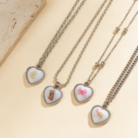 Thumbnail for Newly Layered Cat Bowknot Pattern Heart Pendant Ball Chain Necklace Set - ArtGalleryZen